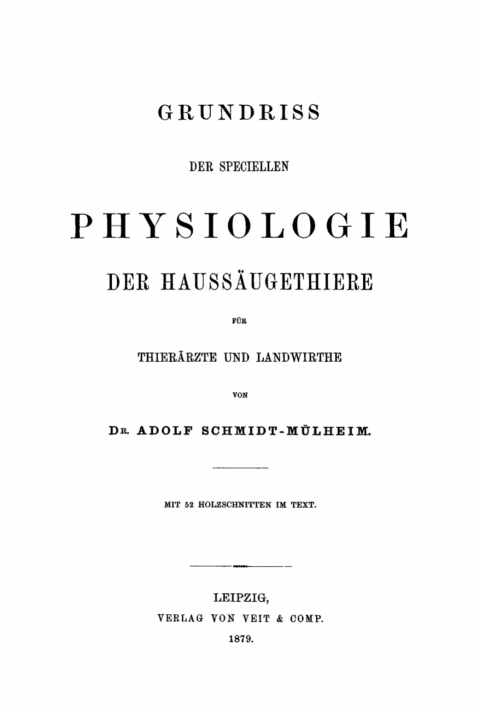 Cover image for book Grundriss der Speciellen Physiologie der Haussäugethiere