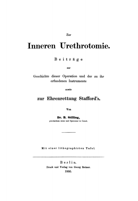Cover image for book Zur inneren Urethrotomie
