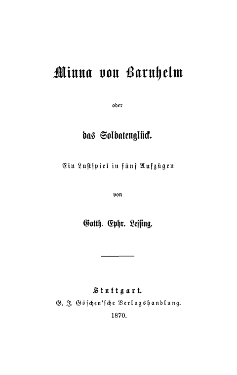 Cover image for book Minna von Barnhelm oder das Soldatenglück