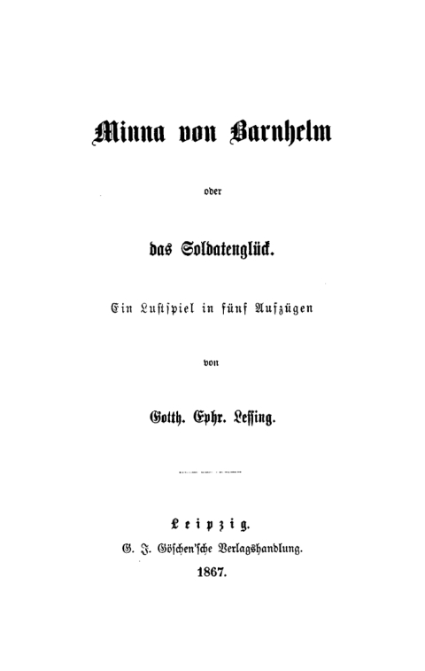 Cover image for book Minna von Barnhelm oder das Sotdatenglück