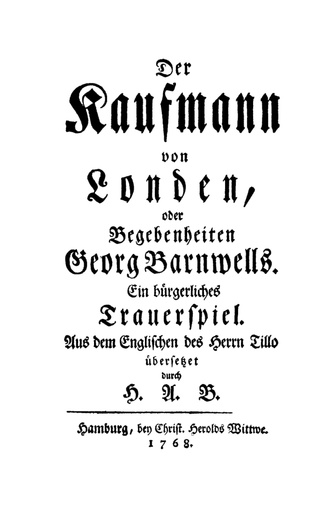 Page Fidelity Der Kaufmann von Londen, oder Begebenheiten Georg Barnwells; $148.73