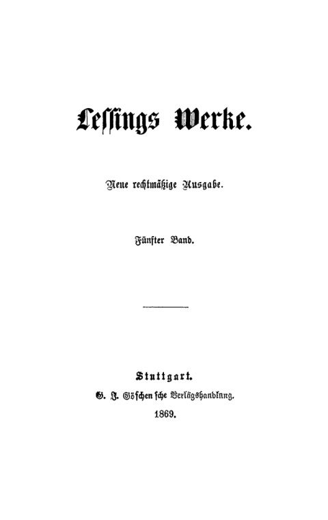 Cover image for book G. E. Lessing: Lessings Werke. Band 5