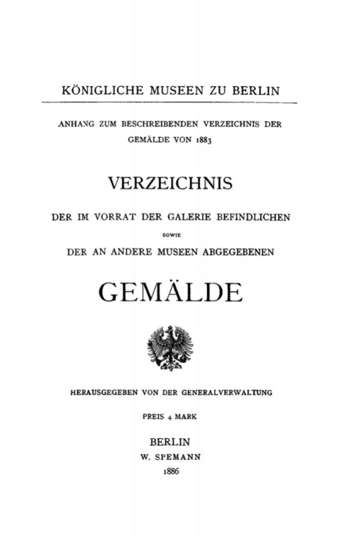 Cover image for book Verzeichnis der im Vorrat der Galerie befindlichen sowie der an andere Museen abgegebenen Gemälde