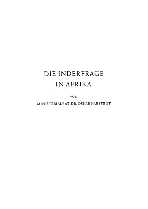 Cover image for book Die Inderfrage in Afrika
