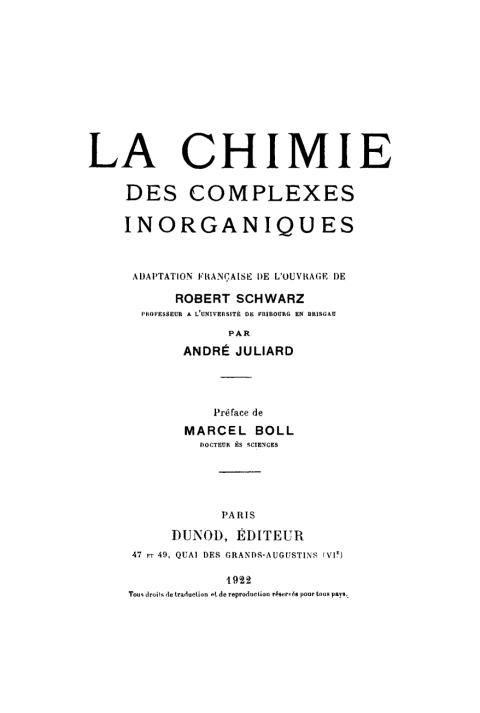 Cover image for book La chimie des complexes inorganiques