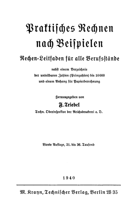 Cover image for book Praktisches Rechnen nach Beispielen