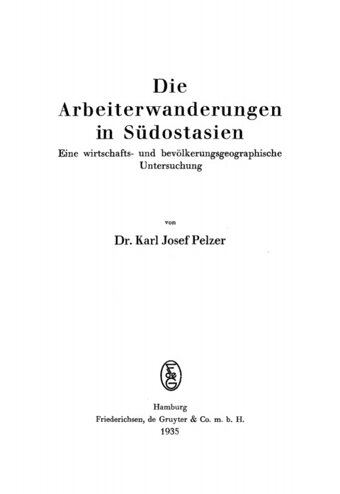 Cover image for book Die Arbeiterwanderungen in Südostasien