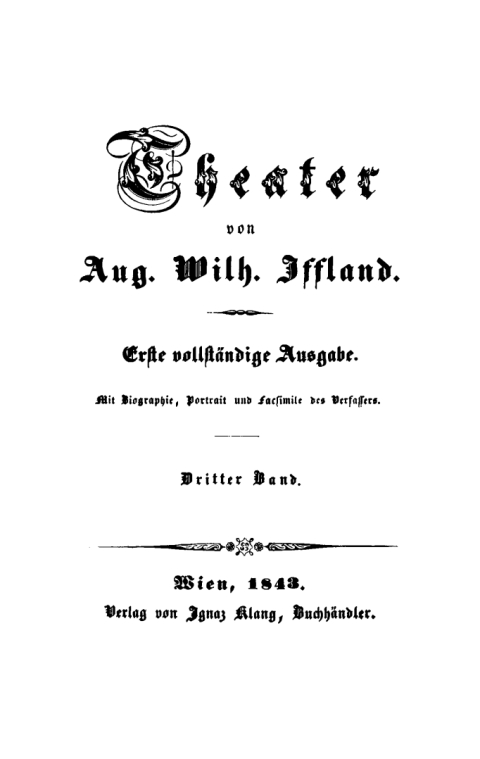 Cover image for book Aug. Wilh. Iffland: Theater. Band 3