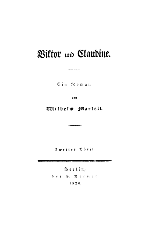 Cover image for book Wilhelm Martell: Viktor und Claudine. Teil 2