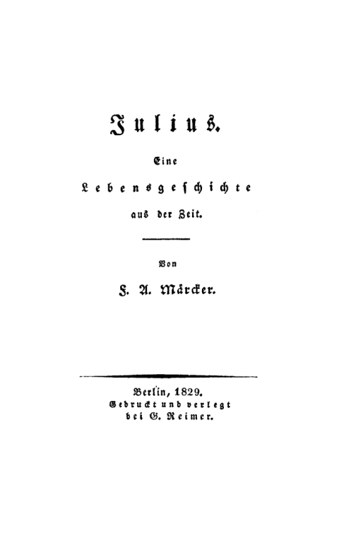 Cover image for book Julius. Eine Lebensgeschichte aus der Zeit