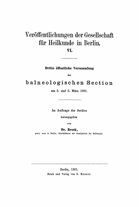 Cover image for book Dritte öffentliche Versammlung der balneologischen Section am 5. und 6. März. 1881