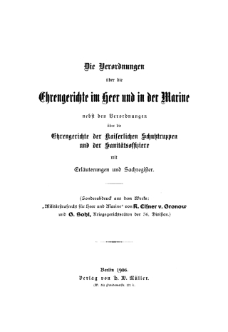 Die Verordnungen über die Ehrengerichte im Heer und in der Marine
