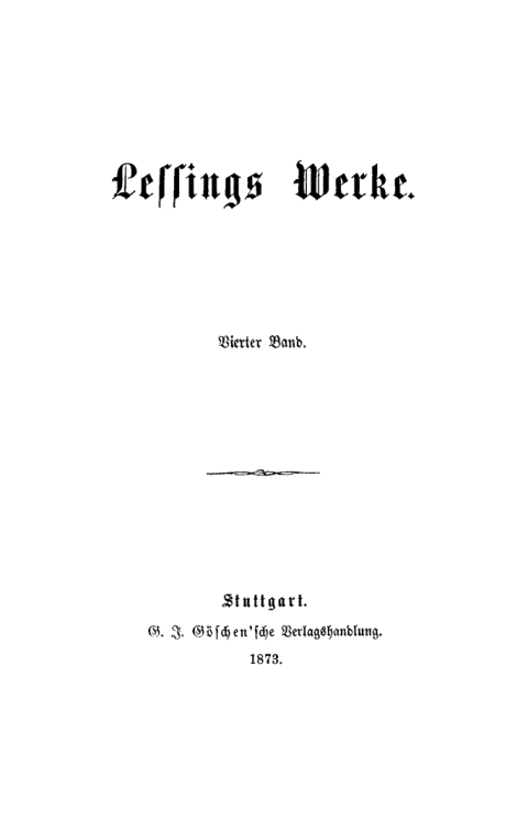 Cover image for book Gotthold Ephraim Lessing: Lessings Werke. Band 4