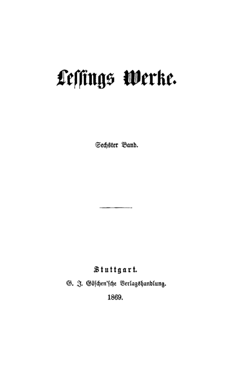 Cover image for book Gotthold Ephraim Lessing: Lessings Werke. Band 6