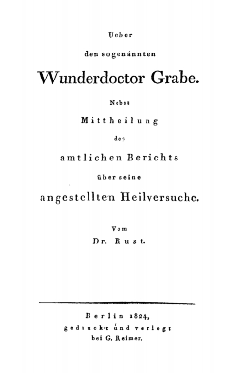 Cover image for book Ueber den sogenannten Wunderdoctor Grabe