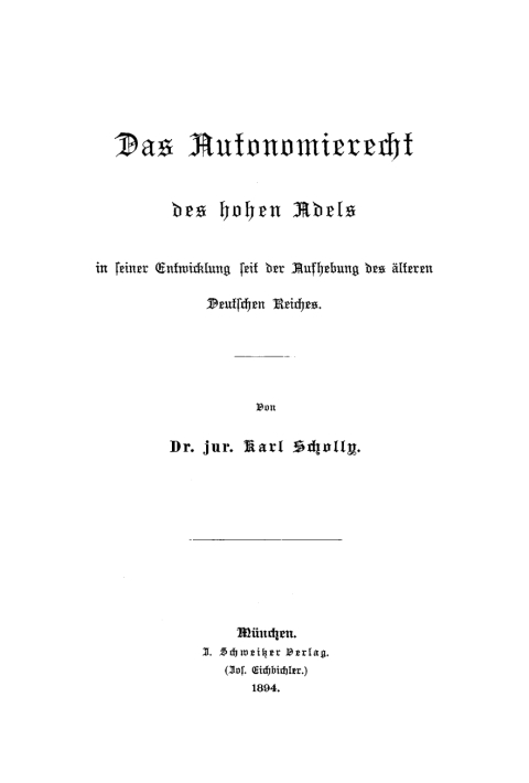 Cover image for book Das Autonomierecht des hohen Adels in seiner Entwicklung seit dem Aufhebung des älteren deutschen Reiches
