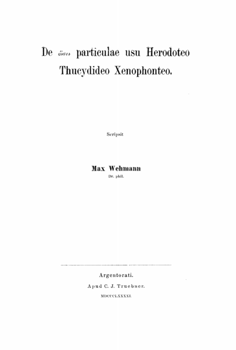 Cover image for book De hōste particulae usu Herodoteo, Thucydideo, Xenophonteo