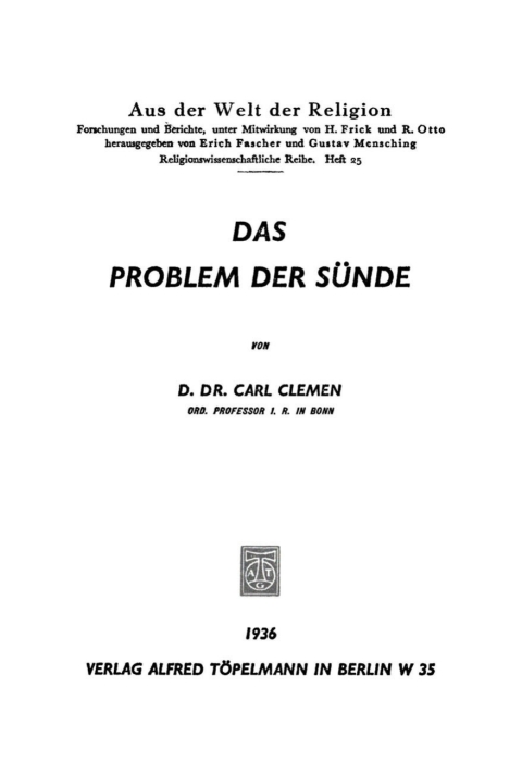 Cover image for book Das Problem der Sünde