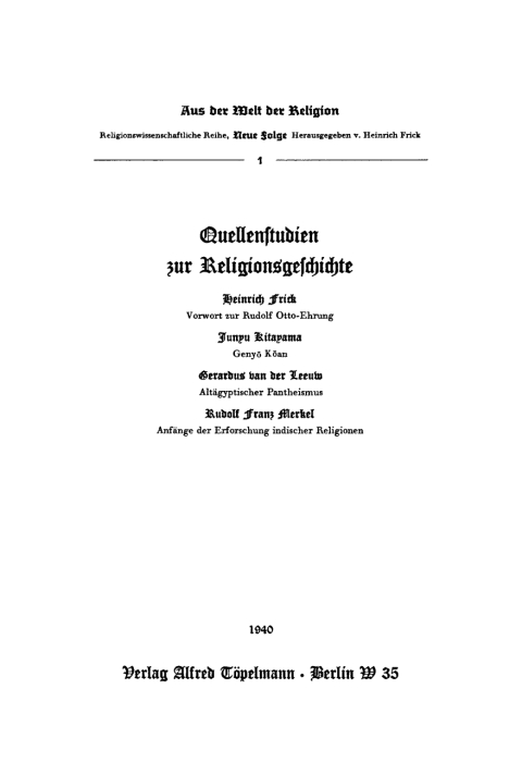 Cover image for book Quellenstudien zur Religionsgeschichte