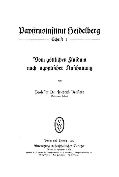 Cover image for book Vom göttlichen Fluidum nach ägyptischer Anschauung