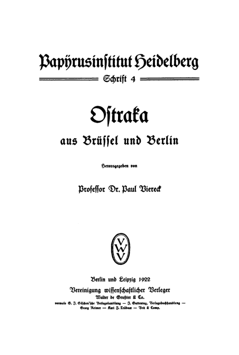 Cover image for book Ostraka aus Brüssel und Berlin