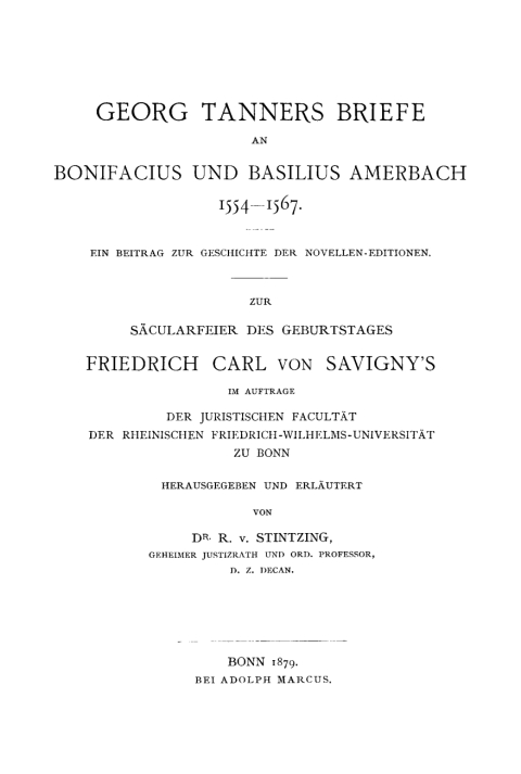 Cover image for book Georg Tanners Briefe an Bonifacius und Basilius Amerbach 1554–1567