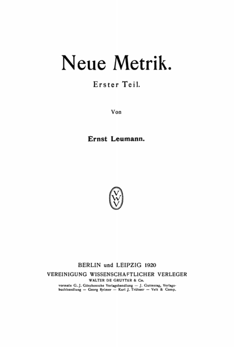 Cover image for book Neue Metrik, Teil 1