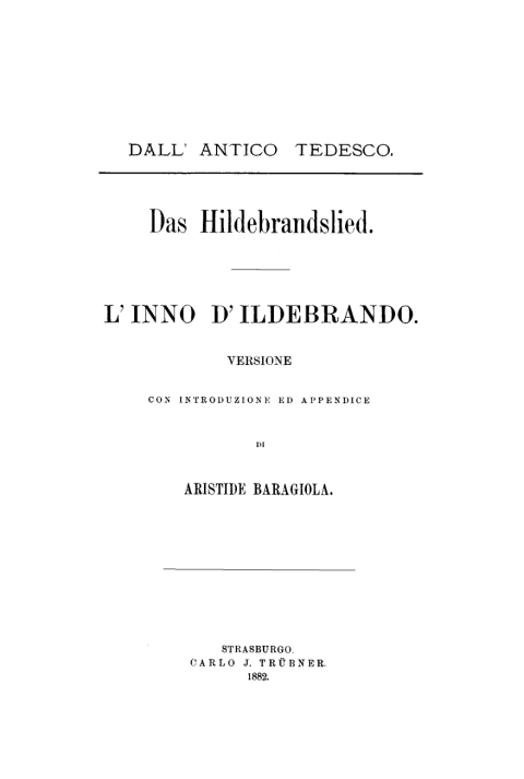 Cover image for book Das Hildebrandslied / L’inno D’Ildebrando