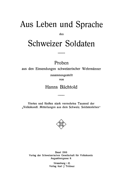 Cover image for book Aus Leben und Sprache des Schweizer Soldaten