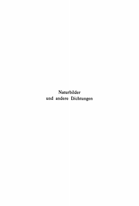 Cover image for book Naturbilder und andere Dichtungen