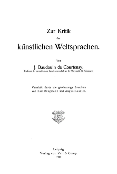 Cover image for book Zur Kritik der künstlichen Weltsprachen