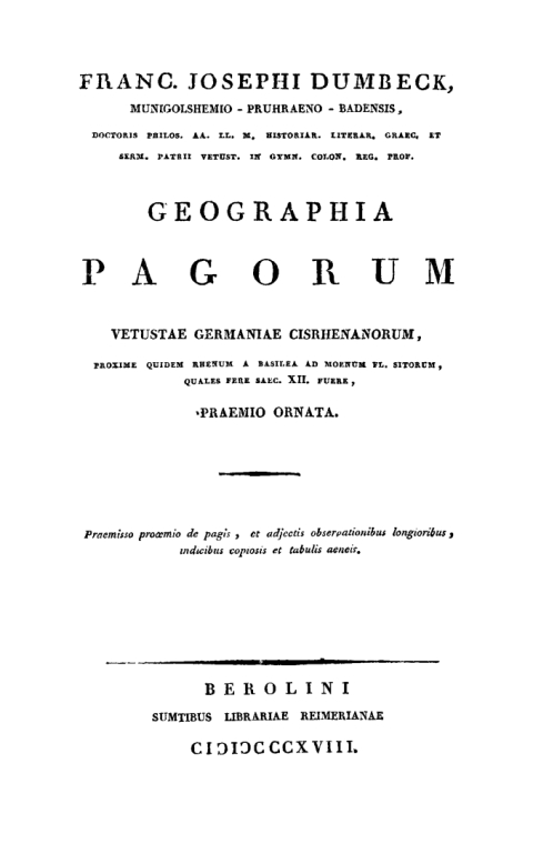 Cover image for book Geographia pagorum vetustae Germaniae Cisrhenanorum
