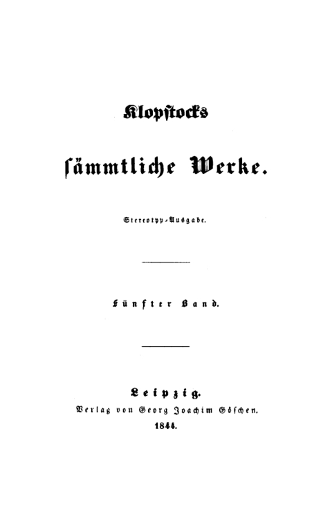 Cover image for book Friedrich Gottlieb Klopstock: Klopstocks sämmtliche Werke. Band 5