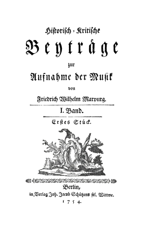 Cover image for book Friedrich Wilhelm Marpurg: Historisch-kritische Beyträge zur Aufnahme der Musik. Band 1