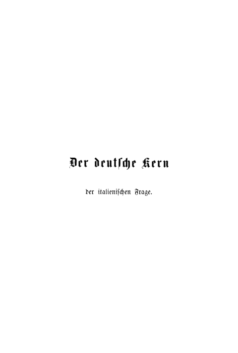 Cover image for book Der deutsche Kern der italienischen Frage