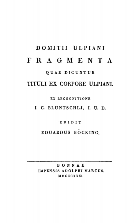 Cover image for book Domitii Ulpiani fragmenta quae dicuntur tituli ex corpore Ulpiani