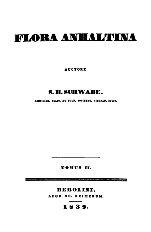 Cover image for book S. H. Schwabe: Flora Anhaltina. Tomus 2