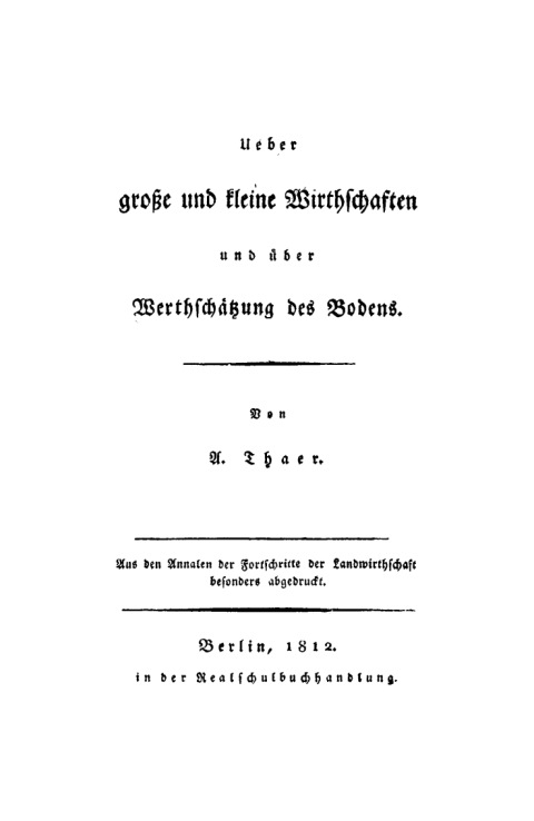 Cover image for book Ueber große und kleine Wirtschaften und über Werthschätzung des Bodens