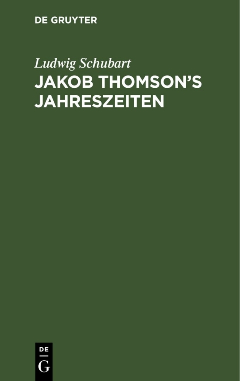 Cover image for book Jakob Thomson’s Jahreszeiten
