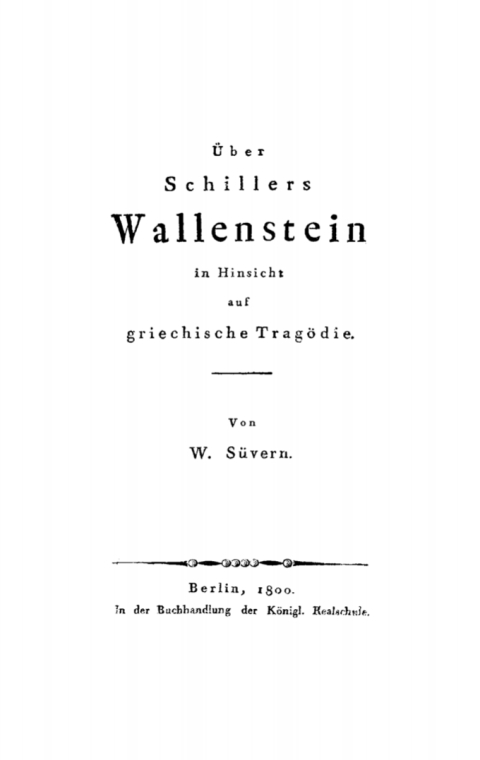 Cover image for book Über Schillers Wallenstein in Hinsicht auf griechische Tragödie