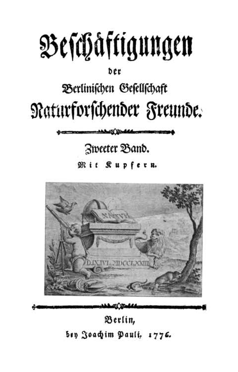 Cover image for book Beschäftigungen der Berlinischen Gesellschaft Naturforschender Freunde. Band 2