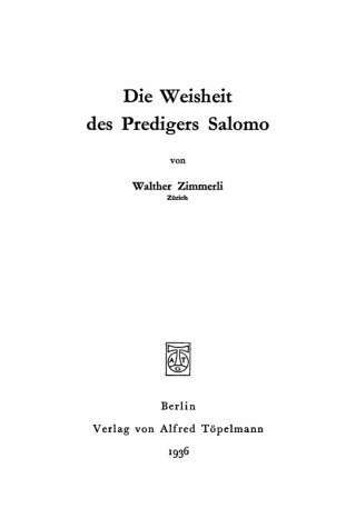 Die Weisheit des Predigers Salomo