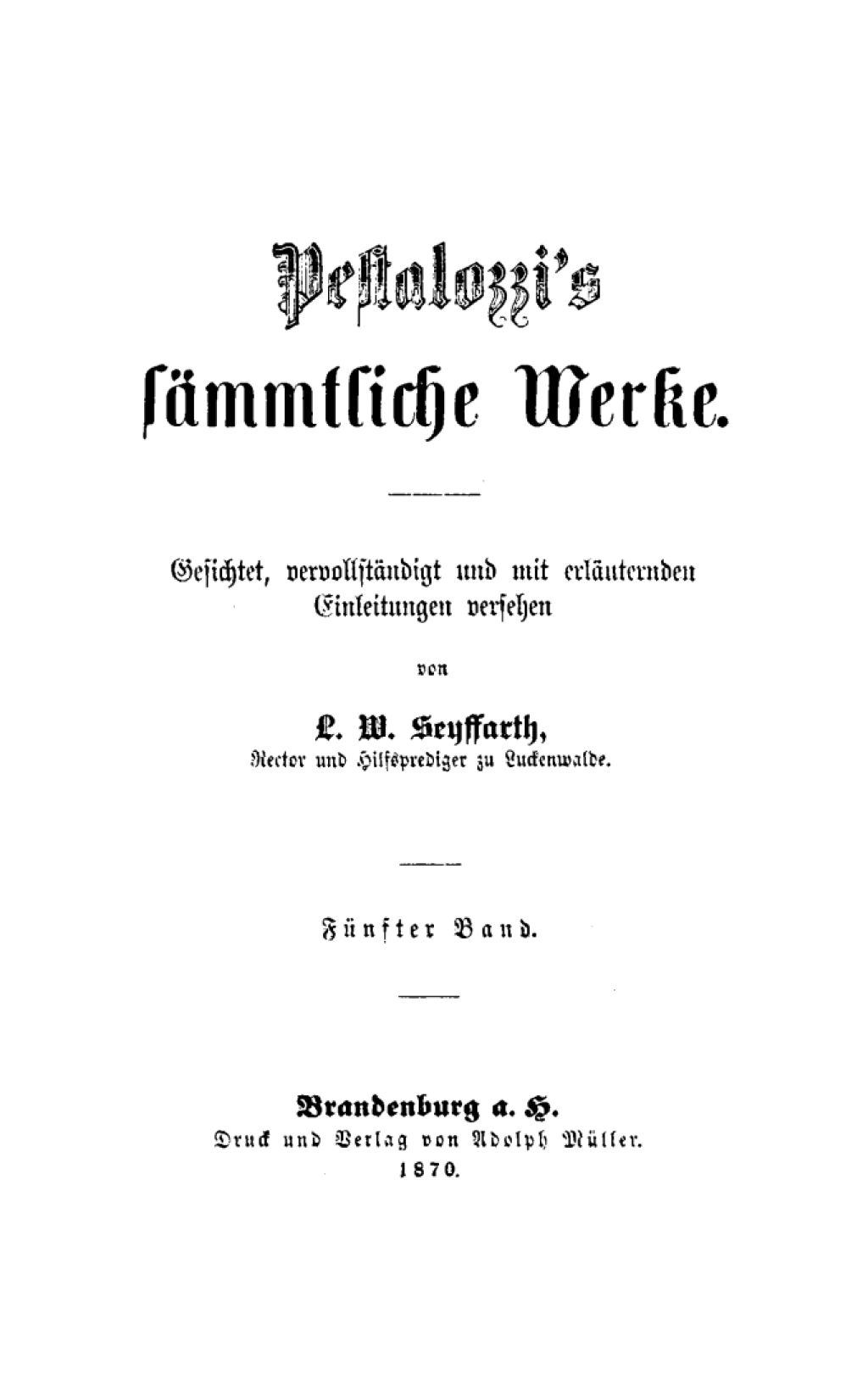 Page Fidelity Pestalozzi’s Sämmtliche Werke. Band 5; $148.73