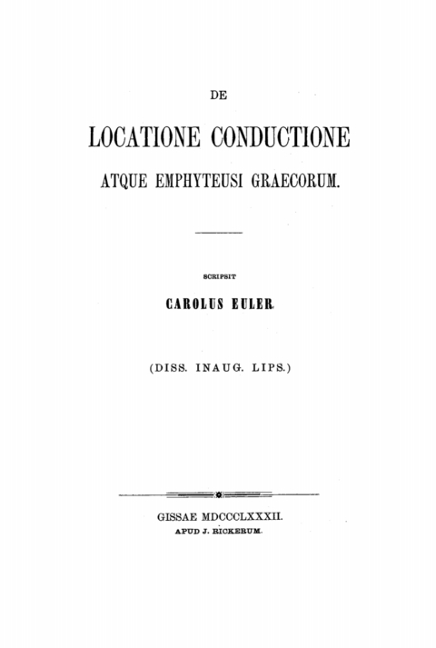 Cover image for book De locatione conductione atque emphyteusi Graecorum