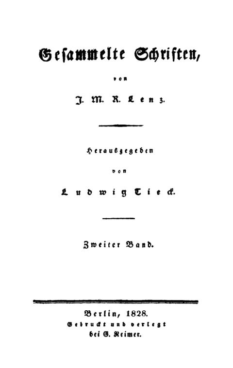 Cover image for book J. M. R. Lenz: Gesammelte Schriften. Band 2