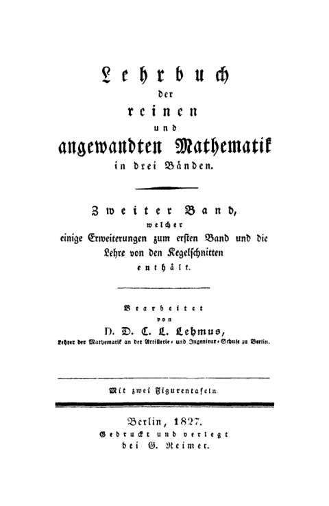 Cover image for book Welcher einige Erweiterungen zum ersten Band und die Lehre von den Regelschnitten enthält