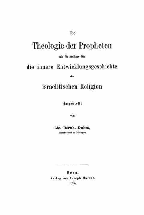 Cover image for book Die Theologie der Propheten als Grundlage für die innere Entwicklungsgeschichte der israelitischen Religion