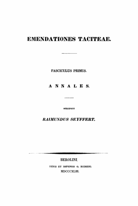 Cover image for book Emendationes Taciteae, Fasc. 1: Annales