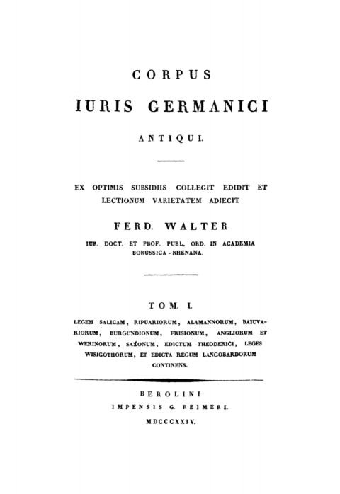 Cover image for book Corpus iuris Germanici publici et privati. Tom 1