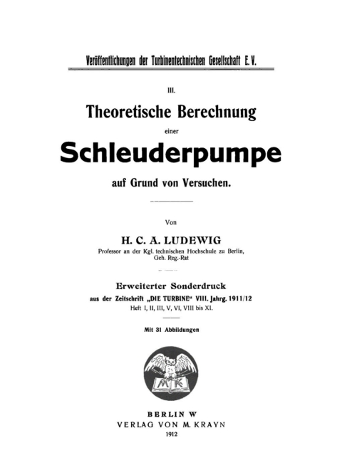 Cover image for book Theoretische Berechnung einer Schleuderpumpe auf Grund von Versuchen